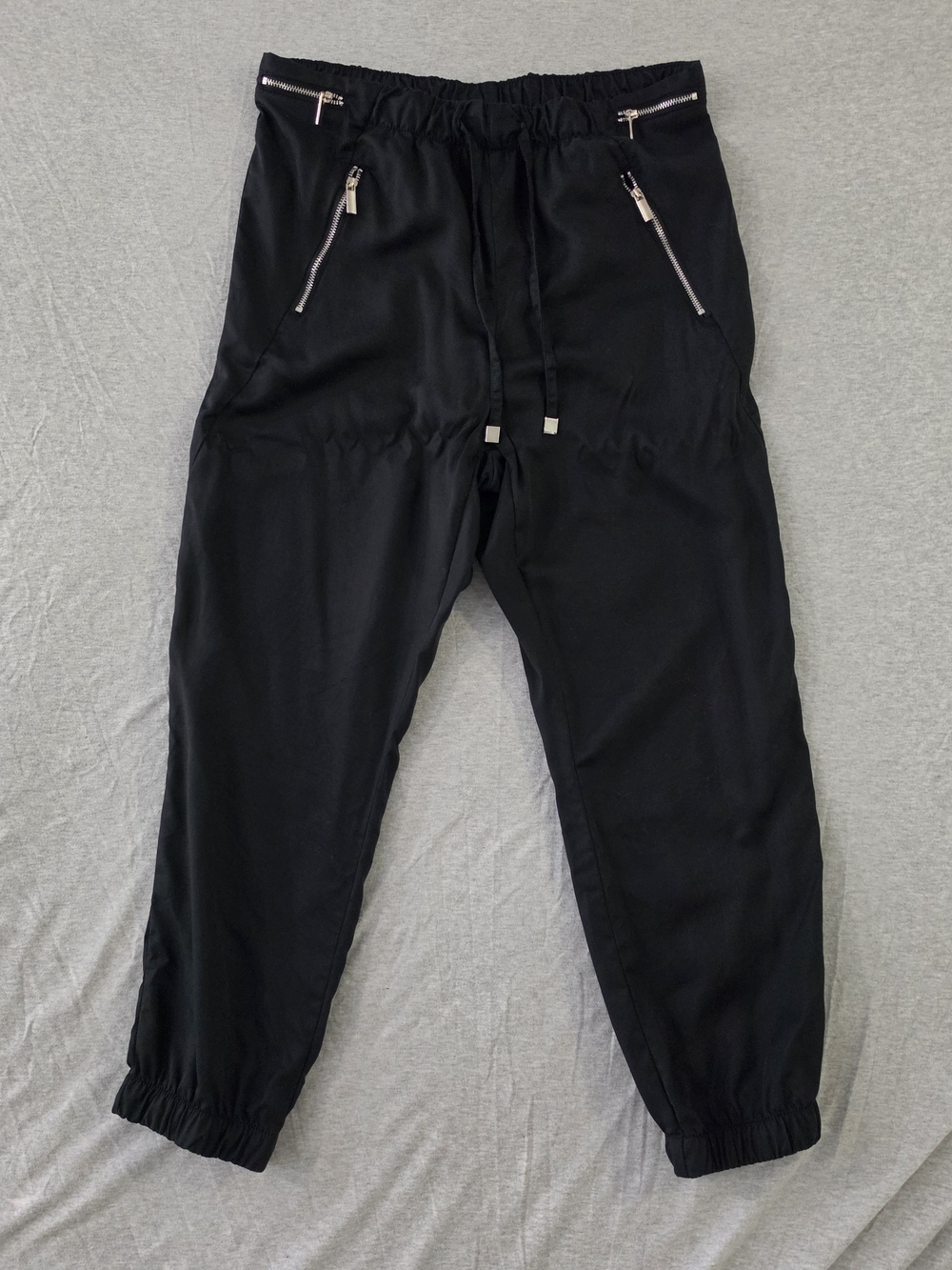 Dex Black Jogger Track Pants with Silver Zippers